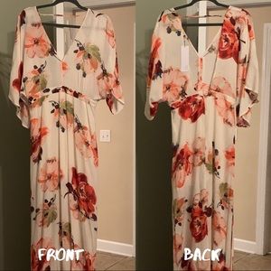 Floral Maxi with plunge neckline and low back.